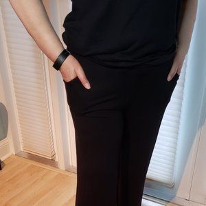 Black Lightweight Elastic Waist Drawstring Pants